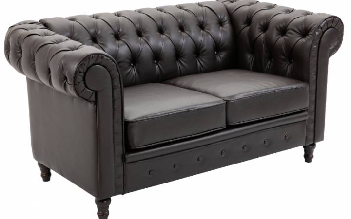 Divano Chesterfield due posti col.Nero Ecopelle