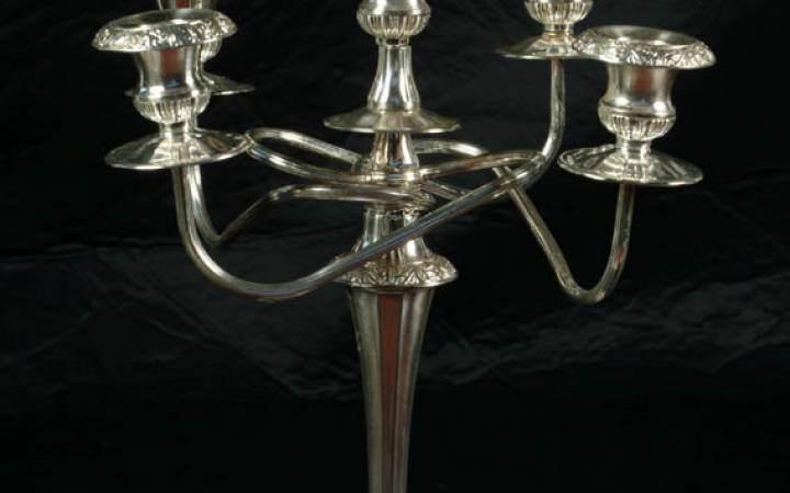 Candelabro Argento 5 Fiamme